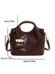 1 peça (9,8 pol. x 7,9 pol. x 4,7 pol.) Bolsa de mão feminina da moda, bolsa de ombro, bolsa transversal, bolsa tote, material de PU resistente a arranhões e desgaste, adequada para compras, encontros, passeios, deslocamento para o trabalho, alça ajustável, com bolsa interna removível, bolsa casual minimalista elegante - Café - Ver 8