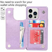 For  13 Pro Max Case With Card Holder, 13 Pro Max Wallet Case For Women Men,Stand And Strap,Leather Shockproof Protective Phone Case Cover- Purple{"Color_name":"C-Purple"} - 多色20 - 查看 4