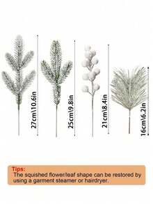 32 件人造圣诞杜松树枝，配植绒雪松枝和浆果，人造绿植，雪松树枝，雪松茎，适用于节日、冬季装饰、房间装饰、家居装饰、浴室装饰 - 白綠色 - 查看 3