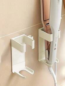 2pcs Simple White Storage Holder, Plastic Black Punch Free Storage Rack For Household - màu đen - Xem 5