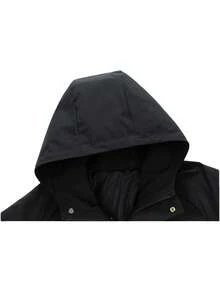 Men's Full Zip Hooded Jacket - Beige And Black Casual Outdoor Outerwear, Machine Washable Polyester, Full Front Zip Closure, Functional Pockets And Stone-Like Stretch Shoulder Pads, Suitable For Daily Wear And Light Travel - Regular Fit Bomber Jacket (Unlined) - 黑色 - 查看 2