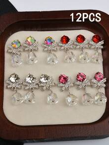 5/12 Peças, Enfeites de Sino de Luxo de Natal, Mistura de Várias Cores, Enfeites de Sino e Laço de Unha 3D Penduráveis, Enfeites de Unha Laço e Sino, Adequado para Manicure de Natal de Meninas - Multicolorido - Visão 14