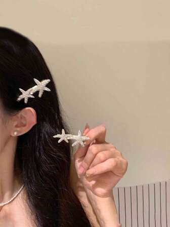 1 pieza Clip de pelo con forma de estrella para mujer, accesorio de pelo de aleación de titanio casual, adecuado para primavera, verano, otoño, invierno, pinzas para el cabello