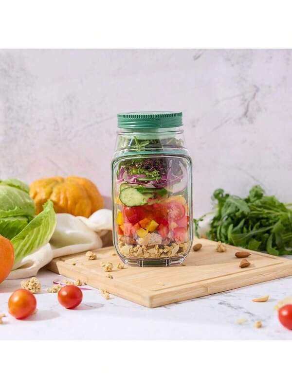 The Original Salad Pod, Portable Salad Jar,Salad Container Side Open With Lid, Suitable For Work, Outdoor, Travel