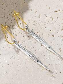 1Pair Vintage Minimalist Geometric Fish Earrings , Irregular Circular Ring Pendant For Party, Evening Wear, Jewelry, Holiday Gifts - 耳環 - 查看 3