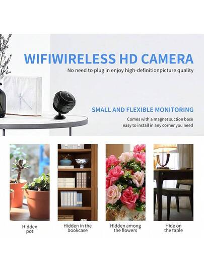 1pc Round Mini Security Camera Wireless Hidden WiFi Camera, 1080P Night Vision Function, Convenient Installation Of Magnetic Attraction, Motion Detection, 360 Adjustment, Home, Outdoor Indoor Environment, Good Choice s. view 9
