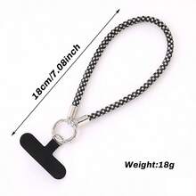 Cordón personalizado para teléfono móvil - Elegante y lujoso estilo a cuadros con cristales, atractivo y exclusivo accesorio universal de estilo corto para teléfono, correa de muñeca de nicho, cadena anti-pérdida para teléfono, pequeño regalo - Multicolor - Ver 3