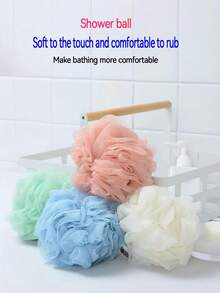 1pc Bath Sponge, Lathering Bath Ball, Exfoliating Scrub Sponge, Lather Net, Bath Flower Ball - Multicolor - View 4
