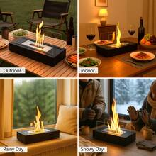 Indoor Outdoor Fire Pit – 45cm Compact Tabletop Fireplace, Clean-Burning Flame For Coffee Tables, Patios & Dining Areas, No Gas Line Or Chimney Required - 黑色 - 查看 6