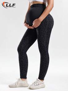 LLF 无缝豹纹孕妇瑜伽裤，高弹力紧身裤，柔软亲肤面料，适合瑜伽、健身和休闲穿着