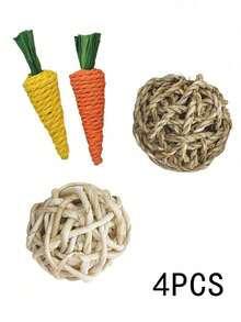 20件/4件/9件/7件/18件装兔子/豚鼠磨牙玩具，天然苹果木磨牙玩具组合，手工制作豚鼠仓鼠小型动物磨牙玩具 - 彩色 - 查看 11