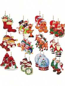 48pcs Wooden Hanging Decorations - Perfect For Decorating Christmas Tree, Yard, Party And More! Home Decor, Christmas Decor, Room Decor - Multicolor - View 11
