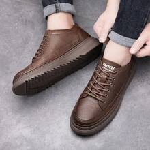 Fashion Casual Lace-Up Low-Top Sneakers For Men, Non-Slip Wear-Resistant Comfortable Daily Versatile Mens Shoes For Commute & Casual - 棕色 - 查看 8