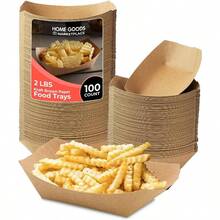 - Bandejas de papel kraft para alimentos, bandejas resistentes a fugas, unidades, ideales para todo, desde papas fritas y hamburguesas hasta ensaladas y postres, - Marrón - Ver 1