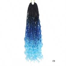 全新 14 英寸 16 股耐热纤维波西米亚风辫子合成纤维钩针女士预制环，方便佩戴假发 - 彩色 - 查看 8
