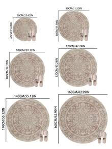 1pc Vintage Elegant Floral Pattern Round Area Rug, Bedroom Decor, Small Rug, Carpet, Home Decor, Living Room Rug, Bedroom Rug, Living Room Home Decor, Outdoor Rug, Washable Plush Rug, Thick Rug, Fluffy Rug, Autumn/Winter Rug - Multicolor - View 10