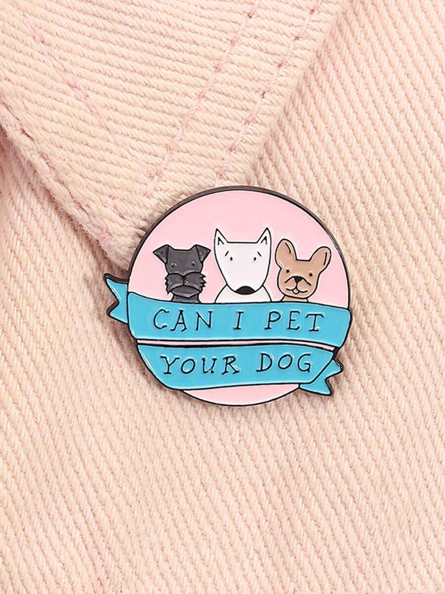1PC Can I Pet Your Dog Enamel Pins Cartoon Cute Puppy Animal Metal Brooches Clothes Lapel Badge Funny Jewelry Gift For Friends