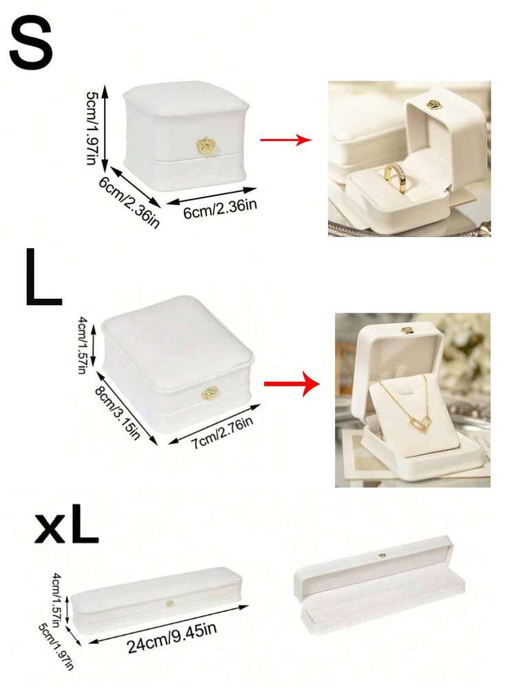 1pc Elegant Velvet Jewelry Box For Crown, Necklace, Bracelet, And Ring Storage, Perfect For Weddings, Daily Use, Birthdays, Mother's Day Gifts, Women's Accessories Organization, Travel Essentials, Back To School Must-Have, Ideal For Holiday Gifting And Special Occasions, Room Decor - White - View 7