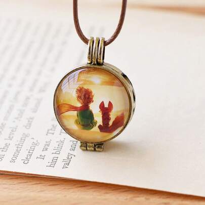 Fairy Tale  And The Fox Aromatherapy Essential Oil Pendant Photo Box Necklace Dual-Use
