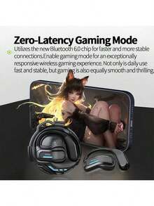 HTC Auriculares Bluetooth NE02 cómodos y estables con ganchos de silicona líquida, cable de memoria de níquel-titanio, tecnología de transmisión de sonido direccional y altavoz con revestimiento de película compuesta de titanio, color morado. - Morado - Ver 5