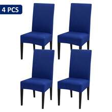 1pc/4pcs/6pcs/8pcs/10pcs Solid Color Milk Silk Chair Cover, Polyester Spandex Dining Chair Slipcover - Royal Blue - View 10