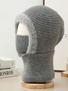 قبعة محبوكة بنمط بوهيمي عتيق ذات لون أحادي للنساء، مبطنة بطبقة حرارية سميكة دافئة، مقاومة للرياح وتوفر حماية للأذن، مناسبة للأنشطة الخارجية