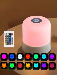 1pc Touch Sensor Bedside Lamp, Dimmable, RGB Multi-Color, With Remote Control/3 Color Lighting, Rechargeable Desk Lamp, Suitable For Home Bedroom, Nursery, Nursing Room - Multicolor - View 1