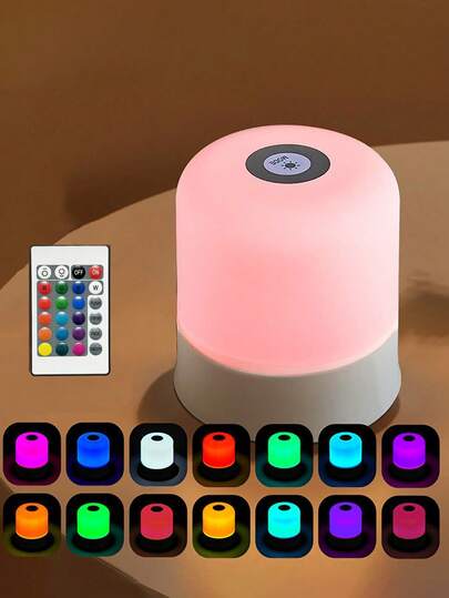 1 pieza Lámpara de mesita de noche con sensor táctil, regulable, RGB multicolor, con control remoto/3 colores de iluminación, lámpara de escritorio recargable, adecuada para el hogar, dormitorio, guardería, sala de enfermería