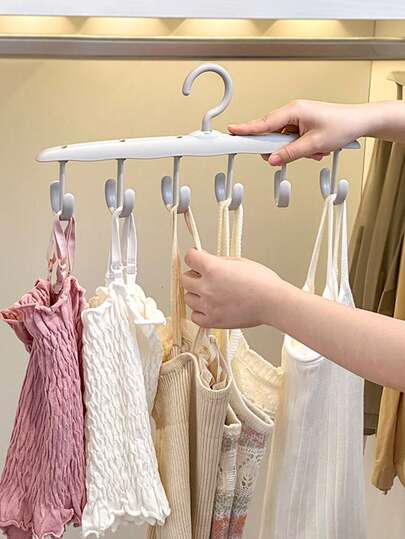 1pc/2pcs Multi-Clip Clothes Hanger Organizer - Plastic Garment Hangers For Home, Dorm, Boutique Store; Space-Saving, Seamless Drying Rack For Clothes And Underwear; Versatile, Lightweight Clips, Stackable Design, Breathable Hangers, Ideal For Tiny Apartments, Student Rooms, Laundry Rooms, Back-To-School And Spring/Summer Wardrobe Organization