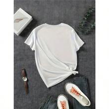 1pcs,100 Percent Cotton,Women's 180g Pure Cotton T-Shirt - Mystical Tree Of Life Hot Stamping Print With Moon & Mountain Backdrop, Geometric Nature Design For Spiritual Seekers & Casual Wear, Breathable Short Sleeve Tee,Graphic T Shirts - trắng - Xem 4