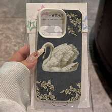 1pc Vintage Floral Heart Frame Swan Pattern TPU Phone Case Compatible With IPhone 17 Pro Max/17/16 Pro Max/15/13/12/11, S20 FE/A15/S24/A55,  Note 11/12/13 Pro, Full Body Soft Protective Cover - 款式2(1pc) - 查看 3