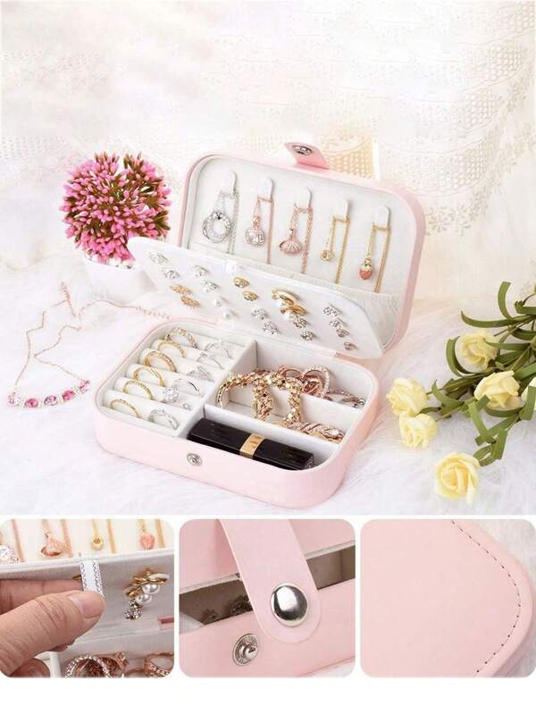 1 pieza Joyero de viaje, Caja de almacenamiento de joyas de gran capacidad, Caja de almacenamiento de joyas multifuncional, Caja de almacenamiento impermeable de PU, Organización y almacenamiento de joyas, Caja de exhibición de anillos, Caja de joyas compacta, Accesorios de almacenamiento de joyas, Contenedor de almacenamiento de viaje, Adecuado para aretes, collares, anillos, relojes, pulseras, almacenamiento de lápiz labial, Artículos esenciales de viaje, Artículos esenciales de crucero, Regalos para mujeres, Regalos navideños, Regalos de Navidad.