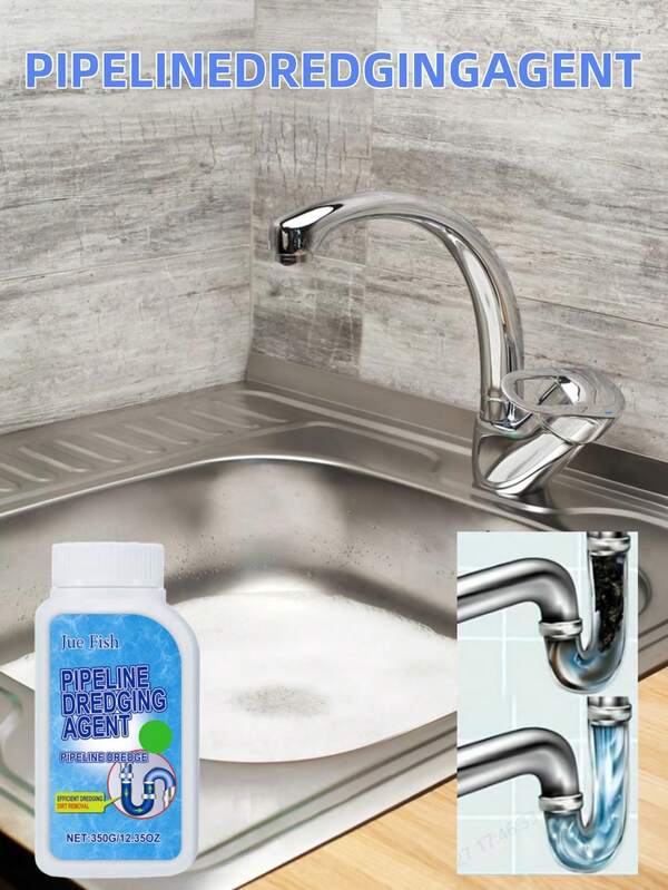 Jue-Fish Drain Pipe Unblocking Powder; Pipe Unblocking; High-Efficiency Drain Cleaning, Powerful Pipe Unblocking Powder Quickly Dissolves Kitchen Grease, Unclogs Toilet And Drain