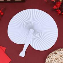 1pc Chinese Style Solid Color Folding Paper Fan, Decorative Hand-Held Folding Fan Suitable For Spring/Summer, Costume, Party, Dance Performance, Photography Props, Portable Round Fan For Women, Hanfu Cheongsam Classical Round Fan, Women Fan, Wedding Round Fan