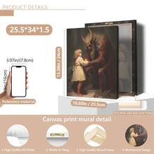 1 pièce Impression sur canevas de Krampus, décoration murale de Noël effrayante, convient pour la décoration de la maison, de la chambre, du salon, de la salle de bain, décoration murale, décorations de Noël pour la maison, avec option de cadre mural