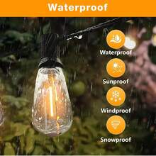LED Outdoor String Lights 25FT Patio Lights With 13 Shatterproof ST38 Vintage Edison Bulbs, Outside Hanging Light Waterproof For Porch, Garden, Backyard, Balcony, DimmableRoom Decor, Wedding, Outdoor Decor, BedroomDecor, Lamps, Home Decor, Christmas - 查看 4