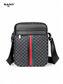 saroxi Men's Shoulder Bag, Retro Floral Pattern Side Pocket Messenger Bag, Casual Crossbody Bag, Multifunctional For Commuting And Leisure, Minimalist Style In Black And Brown, Gift For Men, Boyfriend, Pouch Valentine's Day Valentine'S Day Phone Bag