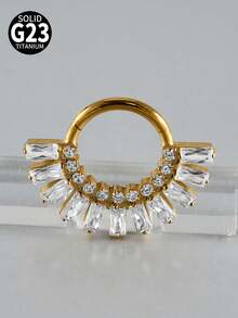 1 件 G23 钛金雕刻氧化锆 16G 鼻中隔环铰链鼻甲环耳屏耳轮耳甲耳环穿孔饰品 - 如圖 - 查看 10