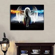 1pc Unframed Canvas Poster, Angel With Wings Oil Painting, Canvas Wall Art, Artwork, Gift, Suitable For Bedroom, Office, Living Room, Cafe, Bar, Wall Decor, Home And Dorm Decoration