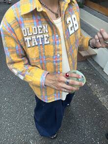 ANDREILEE Retro Yellow Plaid Long Sleeve Shirt, Unisex Autumn Early Fall Casual Cardigan Outerwear - Yellow - View 1