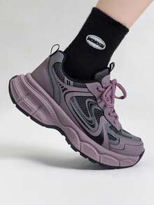 香芋紫厚底运动鞋，复古甜美风，秋冬出行必备