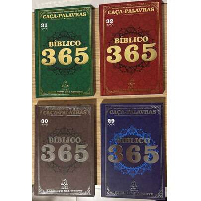 Kit 4 LIVROS 365 CAÇA PALAVRAS LETRÃO BÍBLICO EDIÇÂO OURO PRATA
