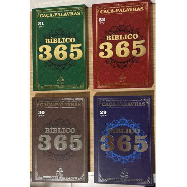 Kit 4 LIVROS 365 CAÇA PALAVRAS LETRÃO BÍBLICO EDIÇÂO OURO PRATA