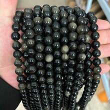 15 英寸串珠，直径 4 毫米、6 毫米、8 毫米、10 毫米，天然石圆珠 - 虎眼石/黑曜石/玛瑙/水晶等。能量清洁/增强天然治疗石，适用于 DIY 珠宝制作、手链、项链和工艺品 - 彩色 - 查看 33