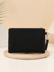 1pc Men's Clutch Bag, New U-Shaped Fabric Men's Handbag, Classic Versatile Minimalist Fashion Men's Bag, Multi-Function Small Square Envelope Bag, Crocodile Texture Wrist Bag - Multicolor - View 3