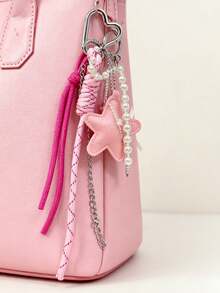 1 Perlenschleife Leder Stern geflochtenes Seil Anhänger, geeignet für Taschen oder Auto Schlüsselanhänger Accessoires, modische Valentinstag Geschenke für Mädchen, Studenten, weiße Angestellte und Anfänger, dekorative Autoaccessoires, Schlüsselanhänger Geschenke für Lehrer zum Schulanfang