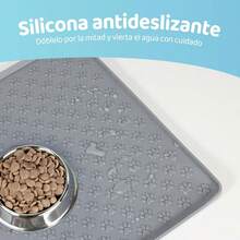 Tapete para Perro Comida, Tapete para Perro Comida, Alfombrilla Antideslizante de Silicona para Comida de Gatos y Perros, Impermeable, A Prueba de Salpicaduras, Fácil de Limpiar, 47 x 30 (Gris) - 1 - Ver 6