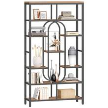 HEXCELEN Libreria, scaffale a 7 ripiani, scaffale espositivo con 9 ripiani, scaffale divisorio per studio, soggiorno, ufficio, camera da letto, 30 x 100 x 180 cm, marrone-nero vintage - Marrone ruggine - Visualizzare 8