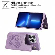 For IPhone 13 Pro Max Case With Card Holder, Wallet Case For Women Men,Phone Case For IPhone 13 Pro Max Case With Stand And Strap,Leather Shockproof Protective Cover- Purple{"Color_name":"E-Purple"} - 多色26 - 查看 7