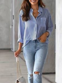 Women Blouses - Blue - View 4